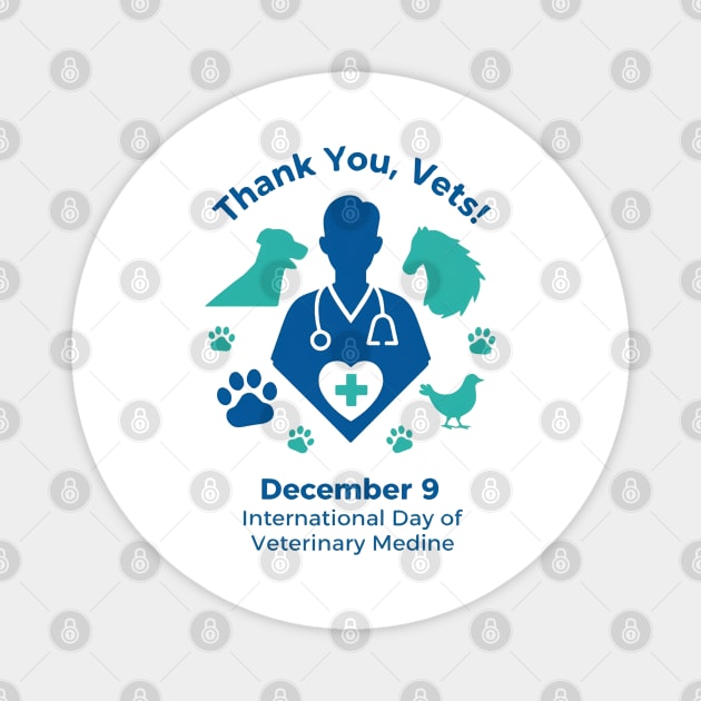 Thank Vets December 9 International Day of Veterinary Medicine Heart Cross T‑Shirt Magnet by Ink Lines